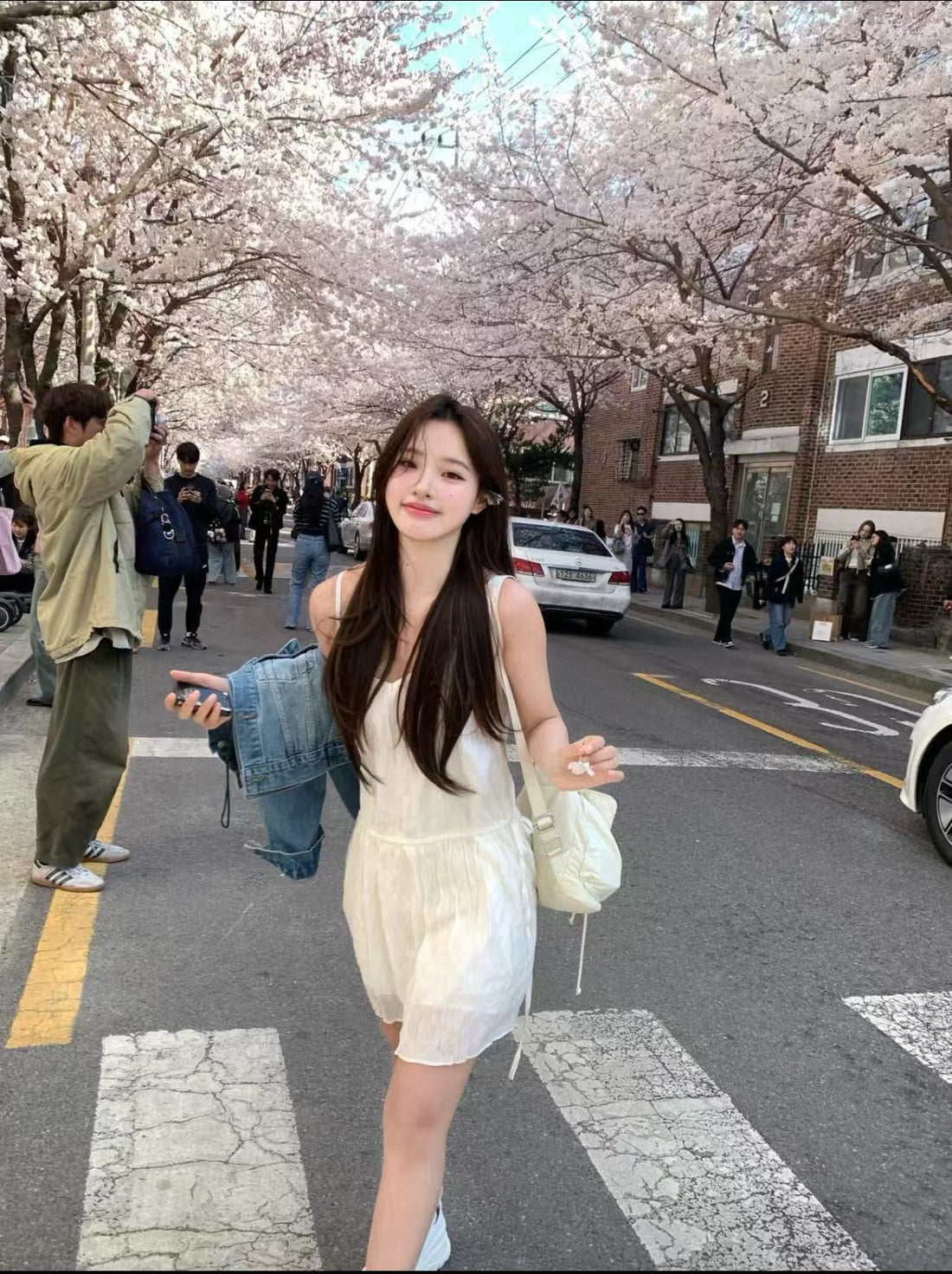Cute White Cami Mini Dress for Women | Soft Girl Korean Style Summer Dress