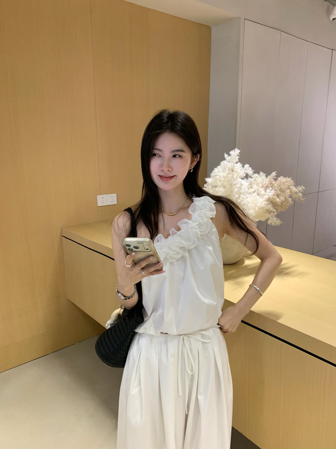 Summer Flowy One-Shoulder Camisole Top