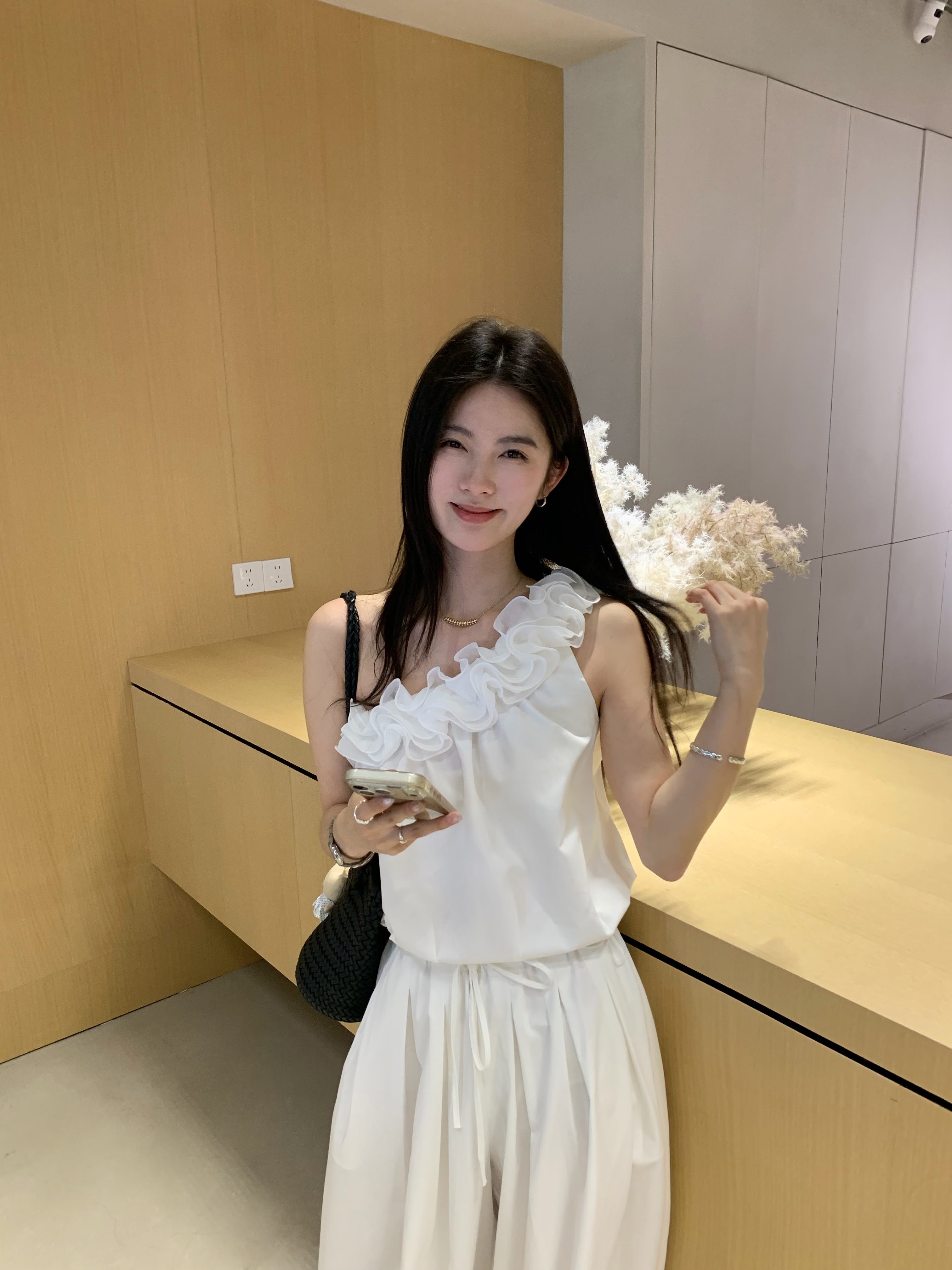 Summer Flowy One-Shoulder Camisole Top