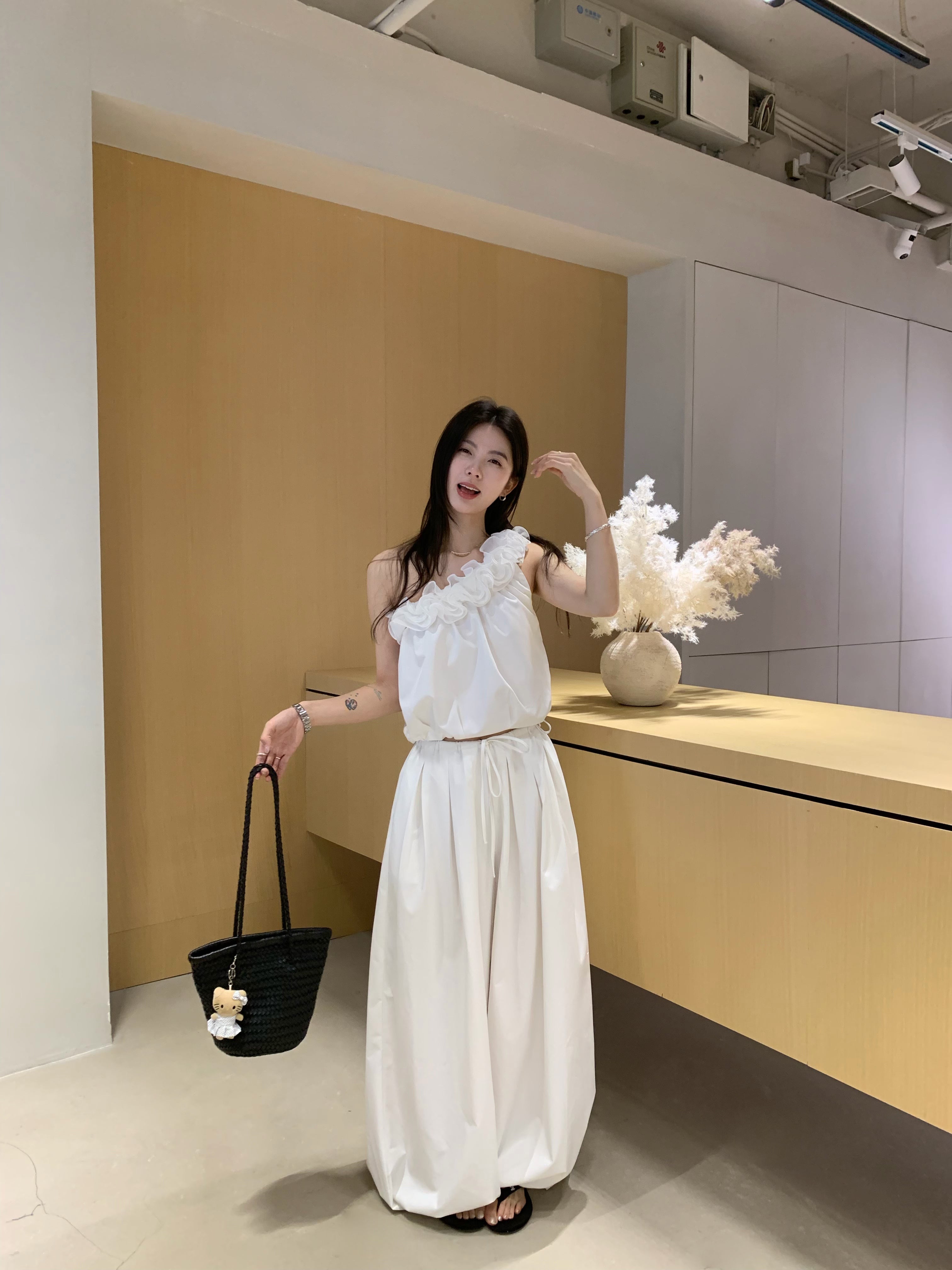 Summer Flowy One-Shoulder Camisole Top