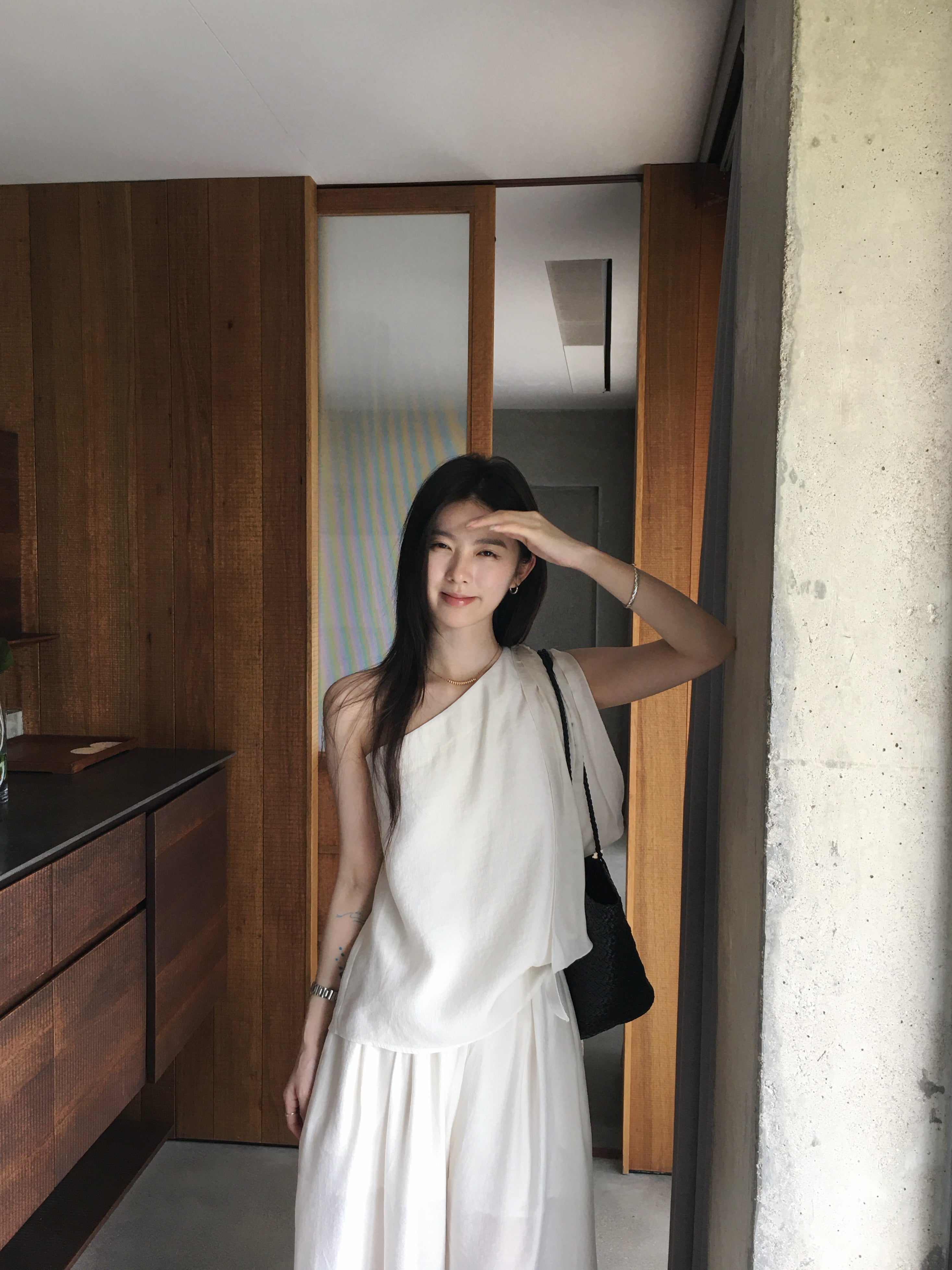 One Shoulder Flowy Top for Women – Minimal Elegant Summer Blouse
