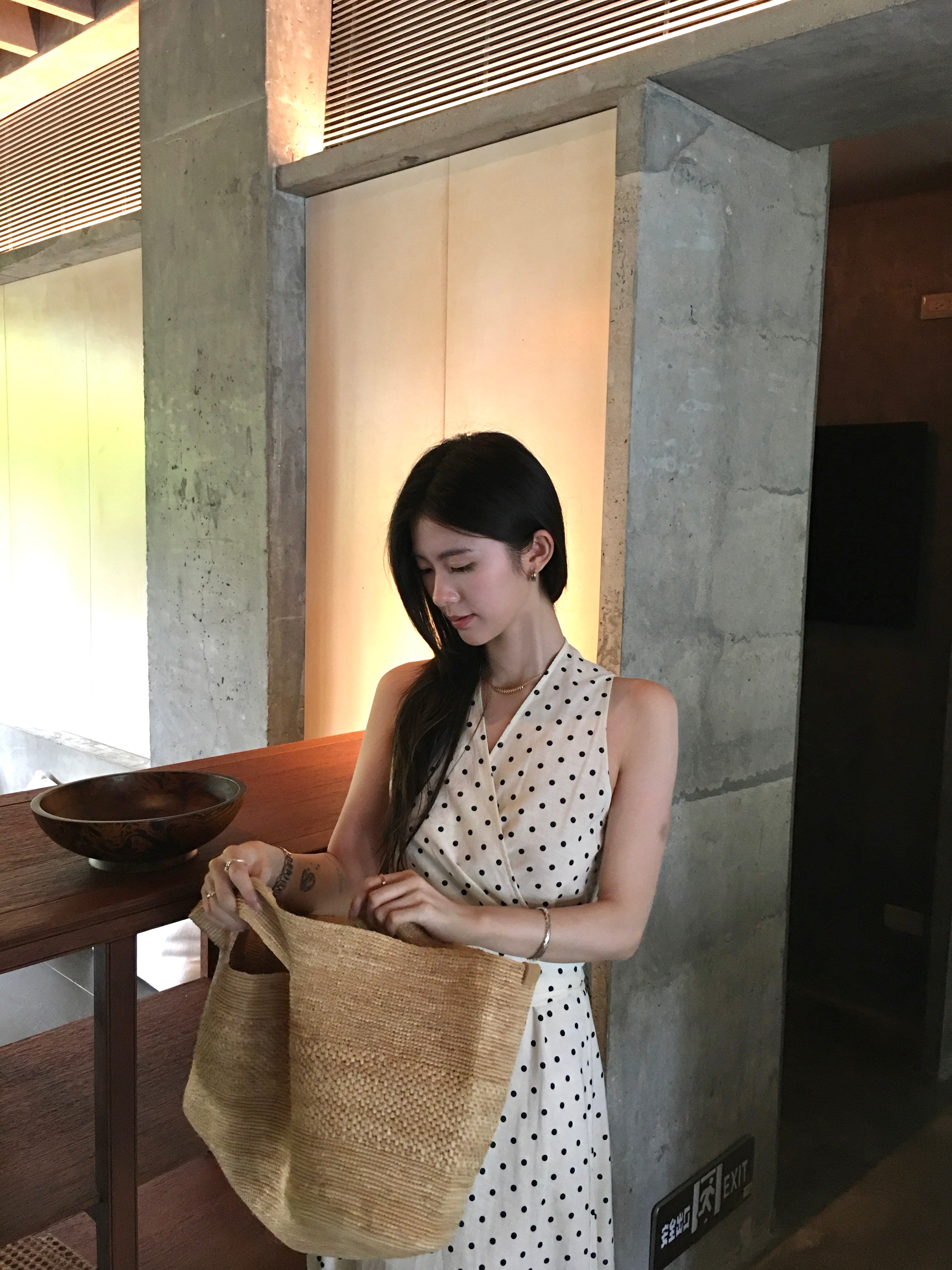 Polka Dot Midi Dress for Women – Elegant Sleeveless Wrap Style Dress