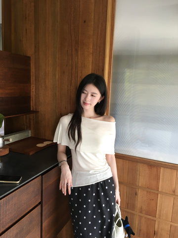 Minimal Off Shoulder Top for Women – Soft Elegant Slim Fit Tee