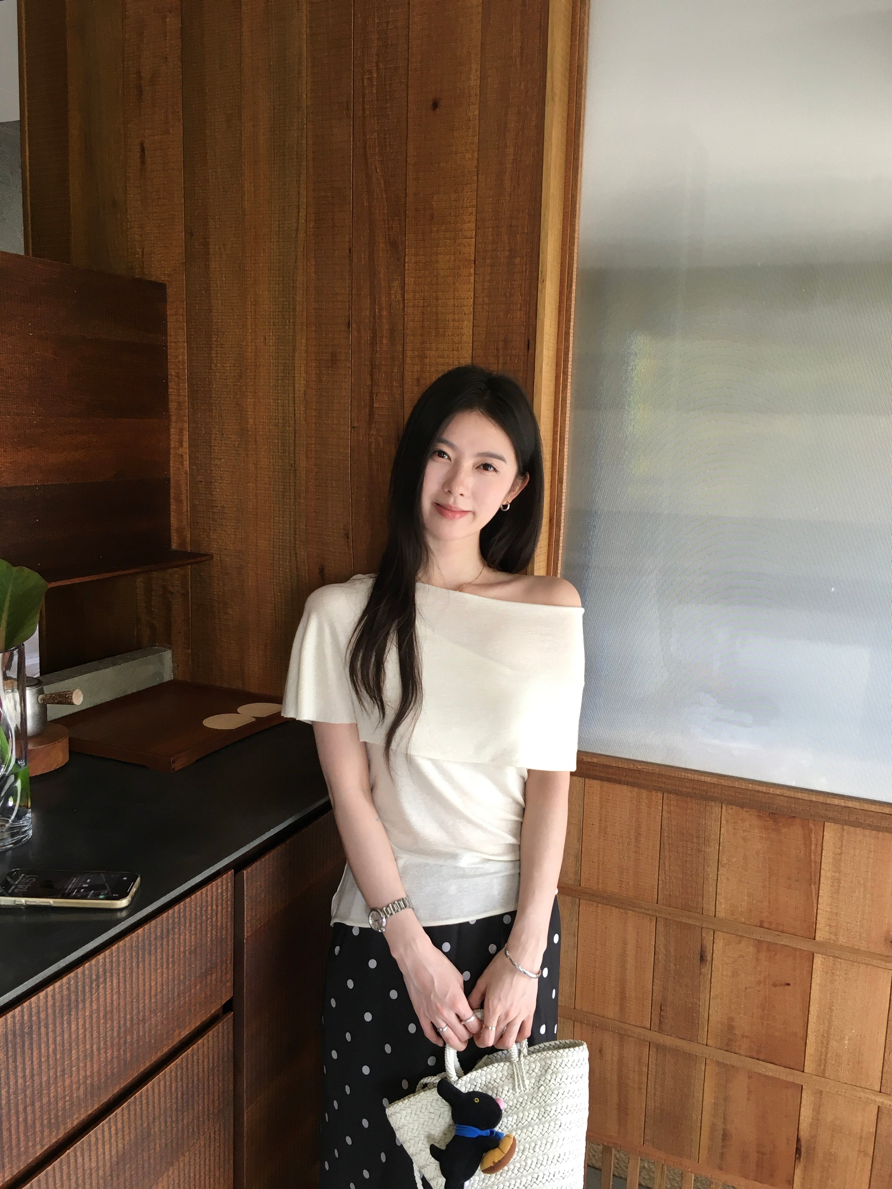 Minimal Off Shoulder Top for Women – Soft Elegant Slim Fit Tee