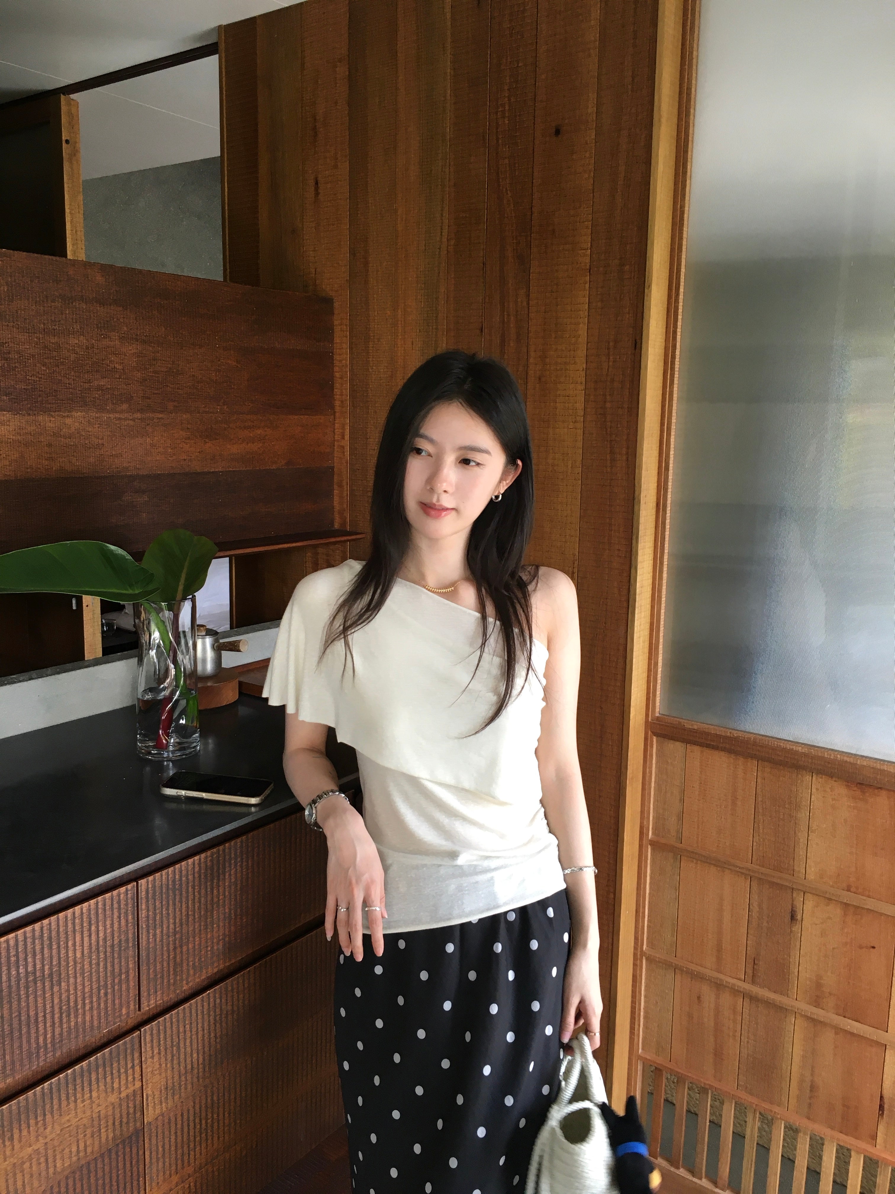 Minimal Off Shoulder Top for Women – Soft Elegant Slim Fit Tee