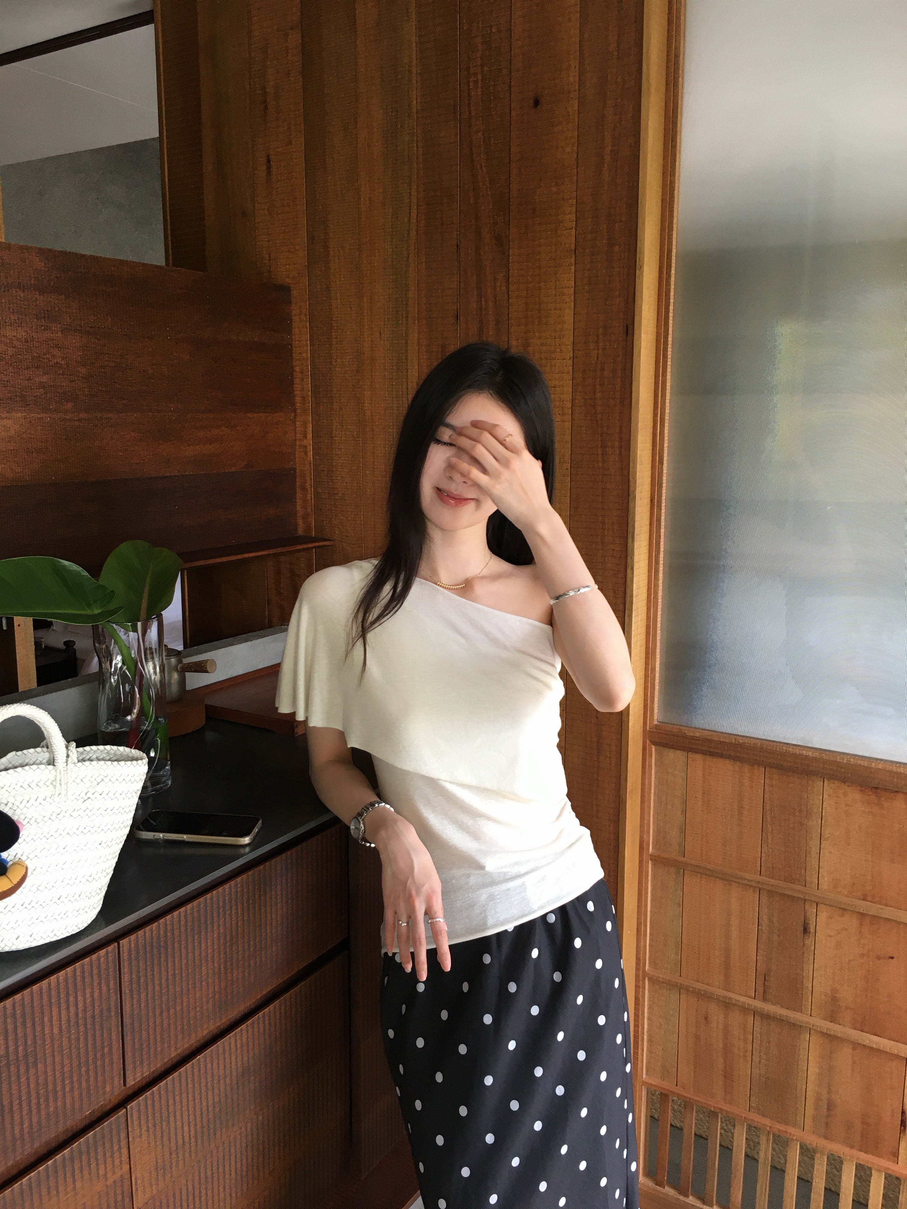 Minimal Off Shoulder Top for Women – Soft Elegant Slim Fit Tee