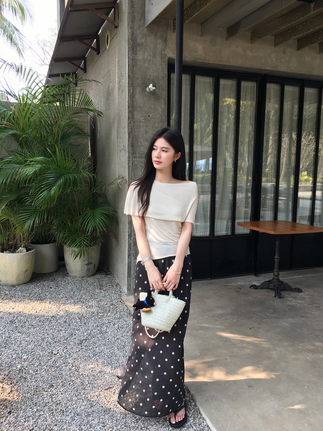 Polka Dot Midi Skirt for Women – High Waisted Elegant A-Line Skirt