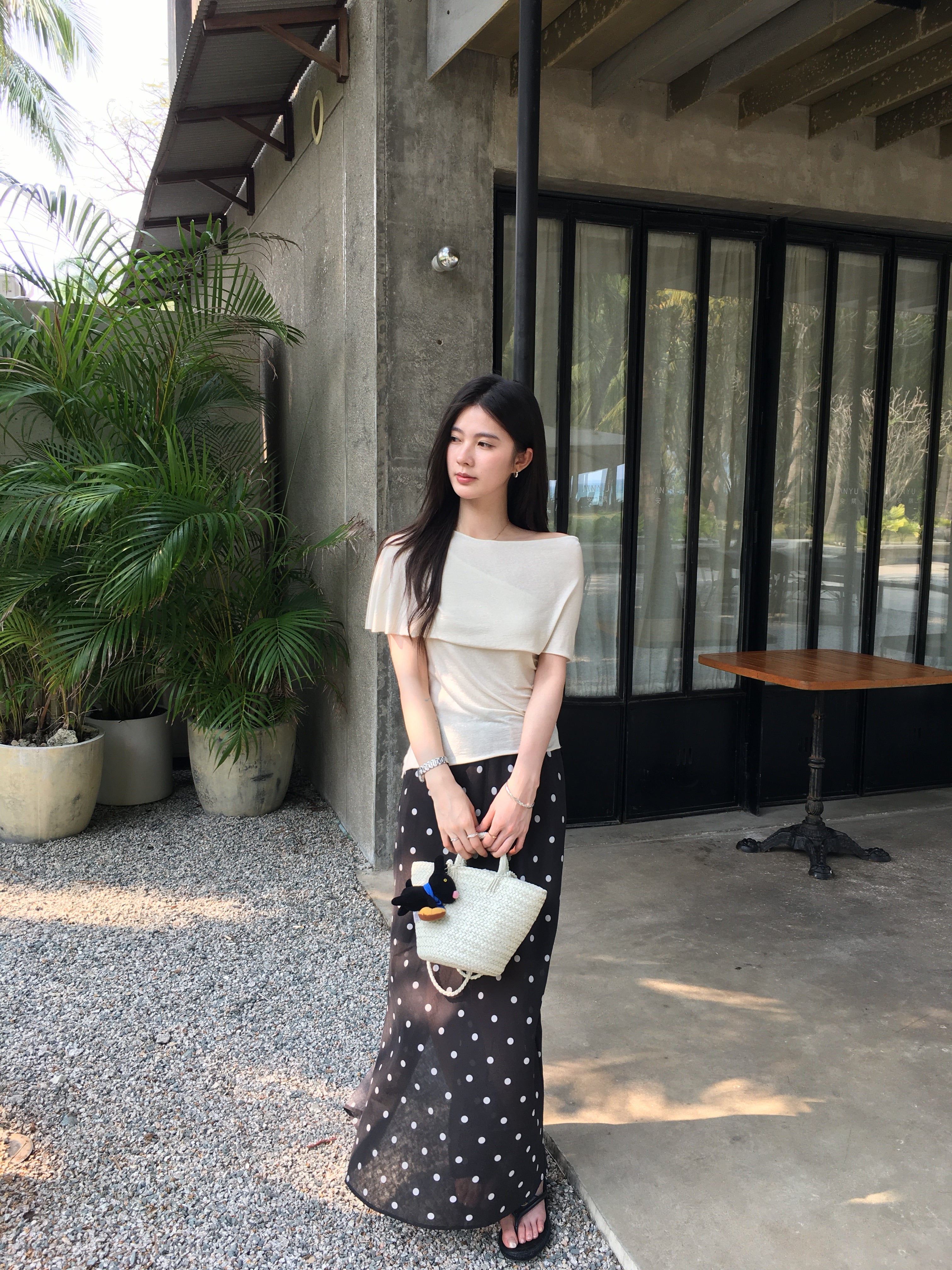 Polka Dot Midi Skirt for Women – High Waisted Elegant A-Line Skirt
