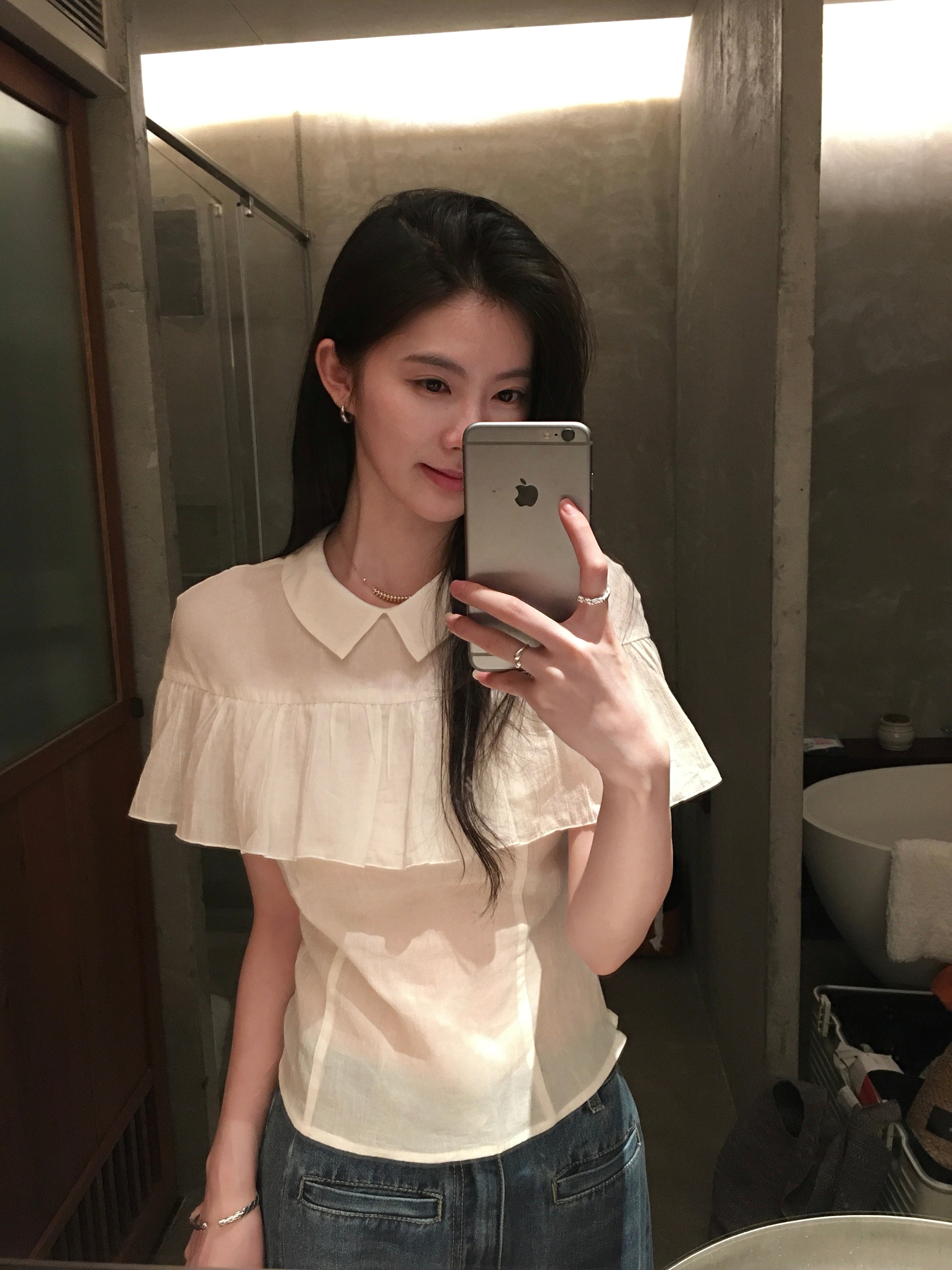 Cute Ruffle Blouse for Women | Sweet Korean Style Peter Pan Collar Top