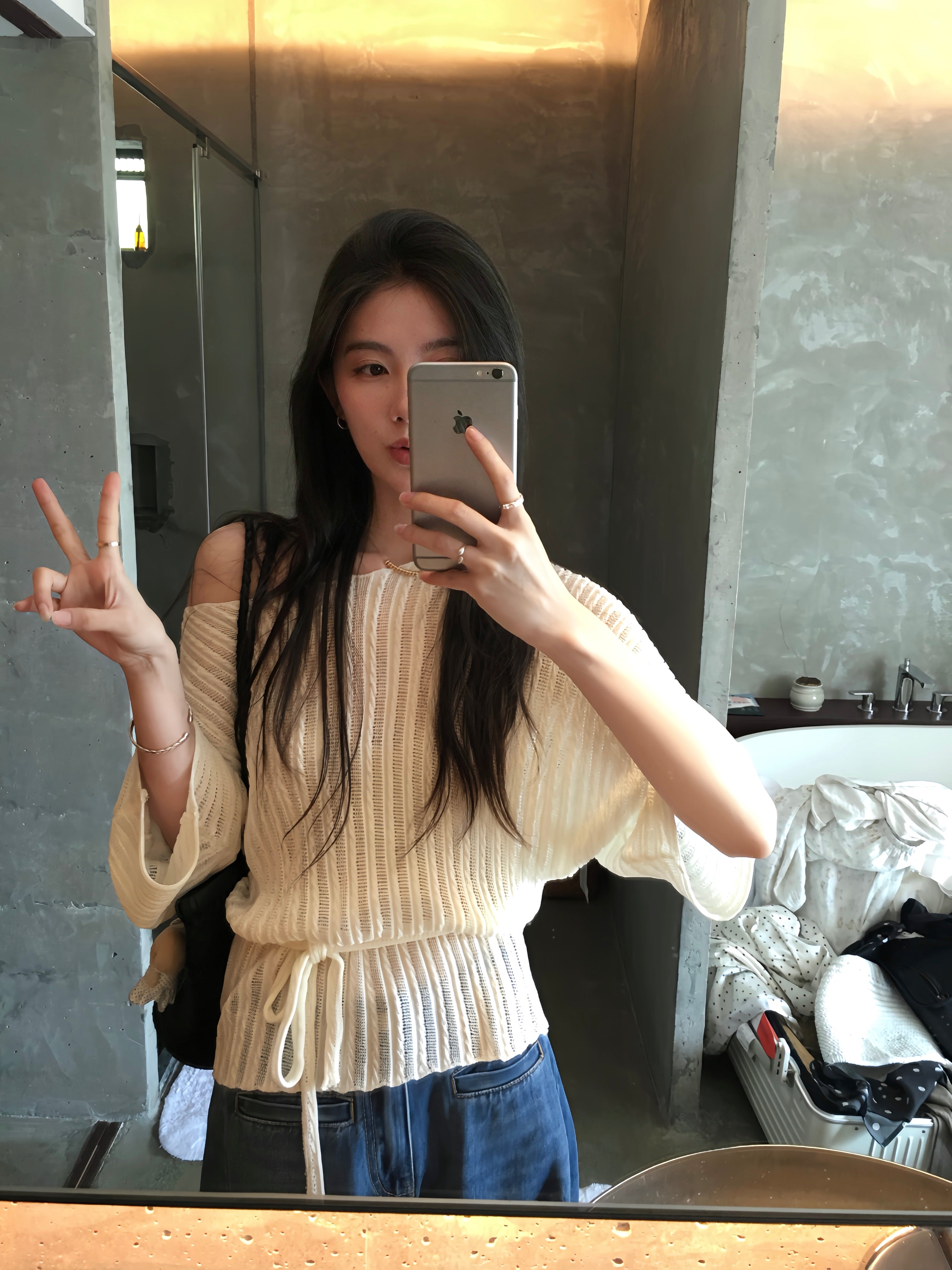 Lightweight Knit Drawstring Top for Women – Soft Elegant Summer Sweater