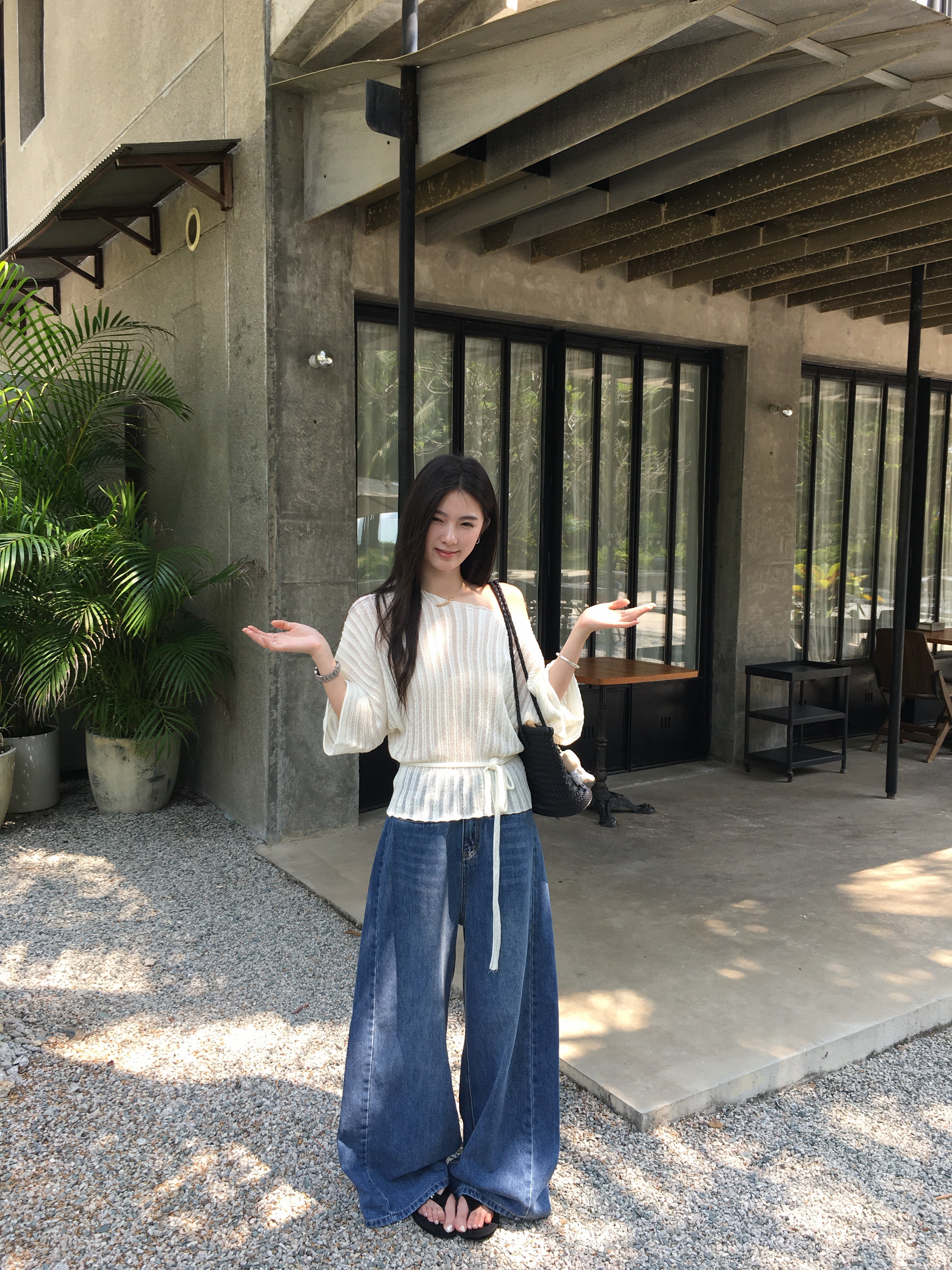 Lightweight Knit Drawstring Top for Women – Soft Elegant Summer Sweater
