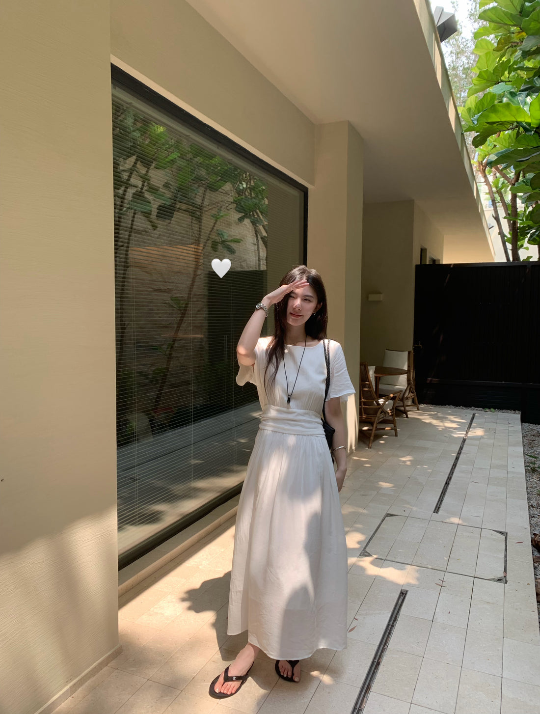 White Maxi Dress for Women | Elegant Korean Style Flowy Summer Dress