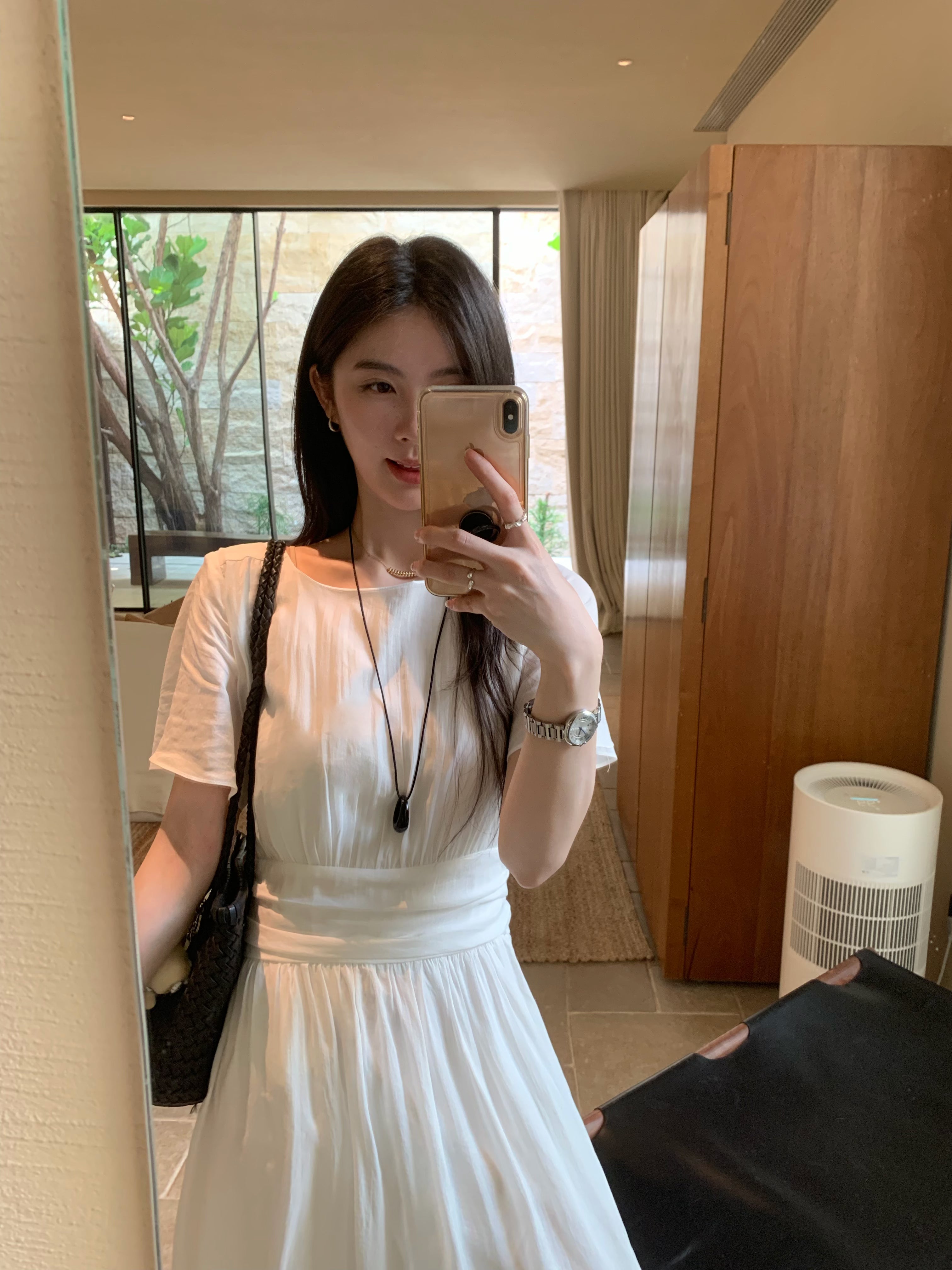 White Maxi Dress for Women | Elegant Korean Style Flowy Summer Dress