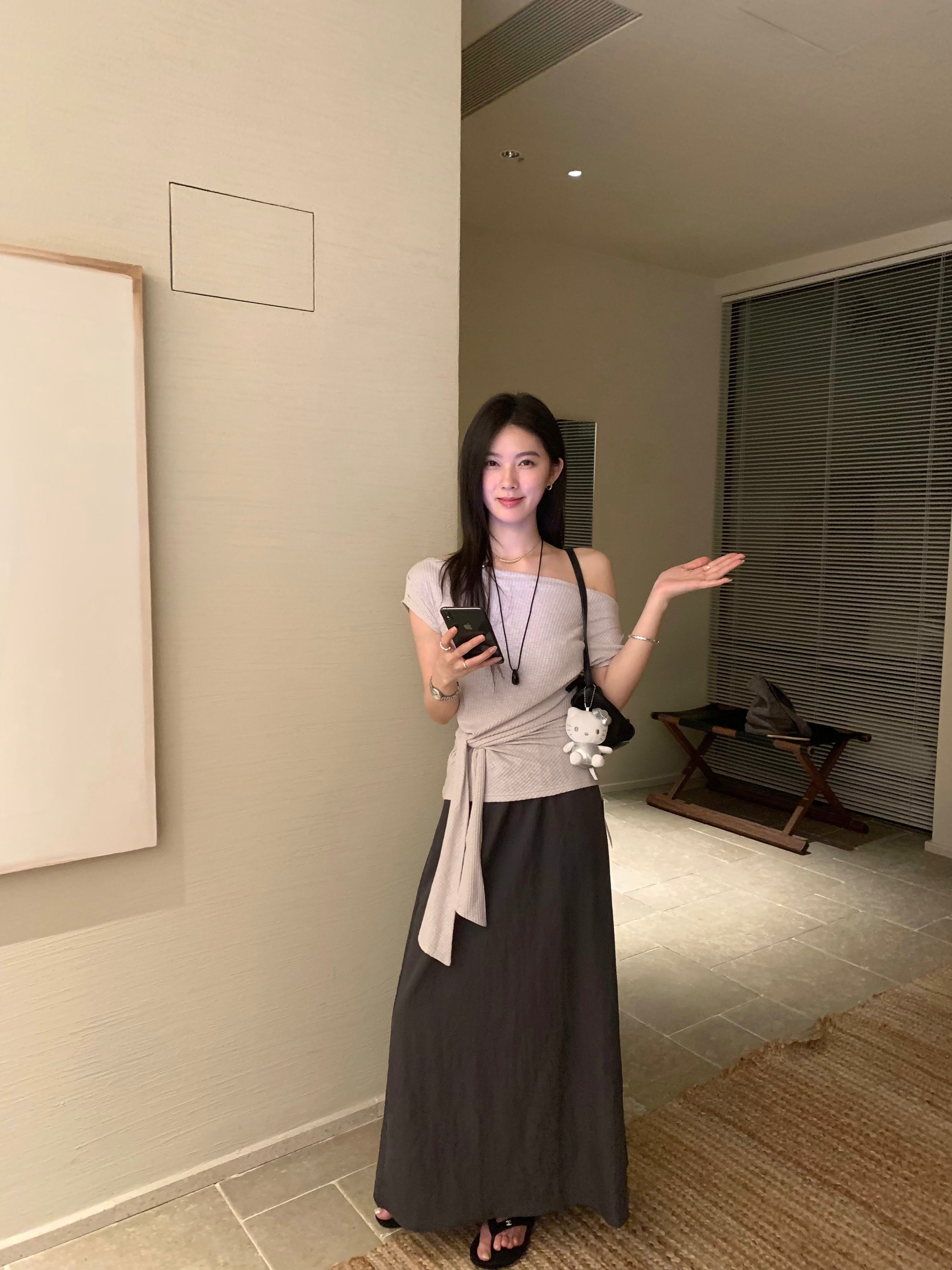 High Waisted A-Line Maxi Skirt | Minimalist Flowy Korean Style Skirt