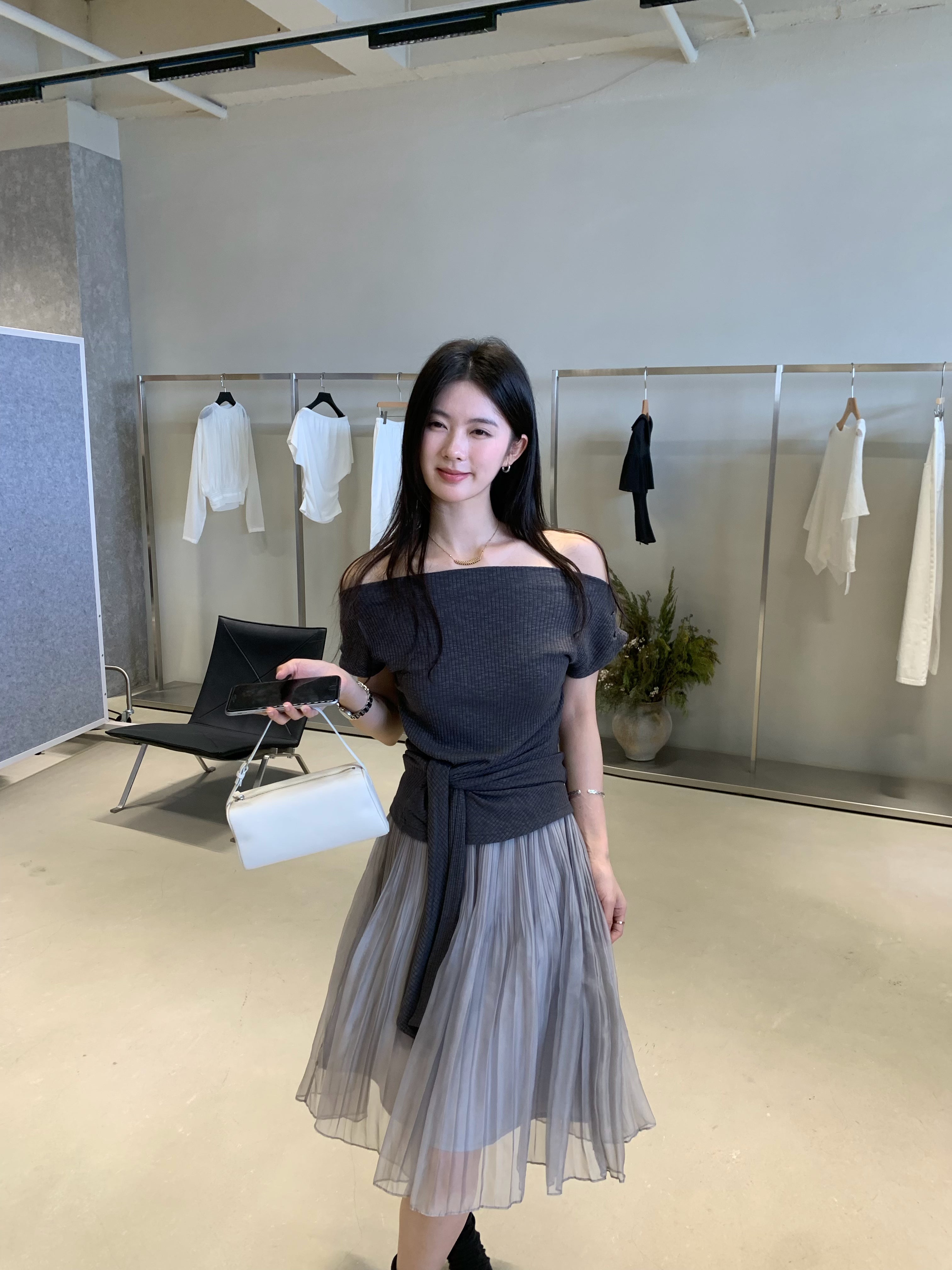 Pleated Midi Skirt for Women | Elegant Sheer Layer Korean Style Skirt