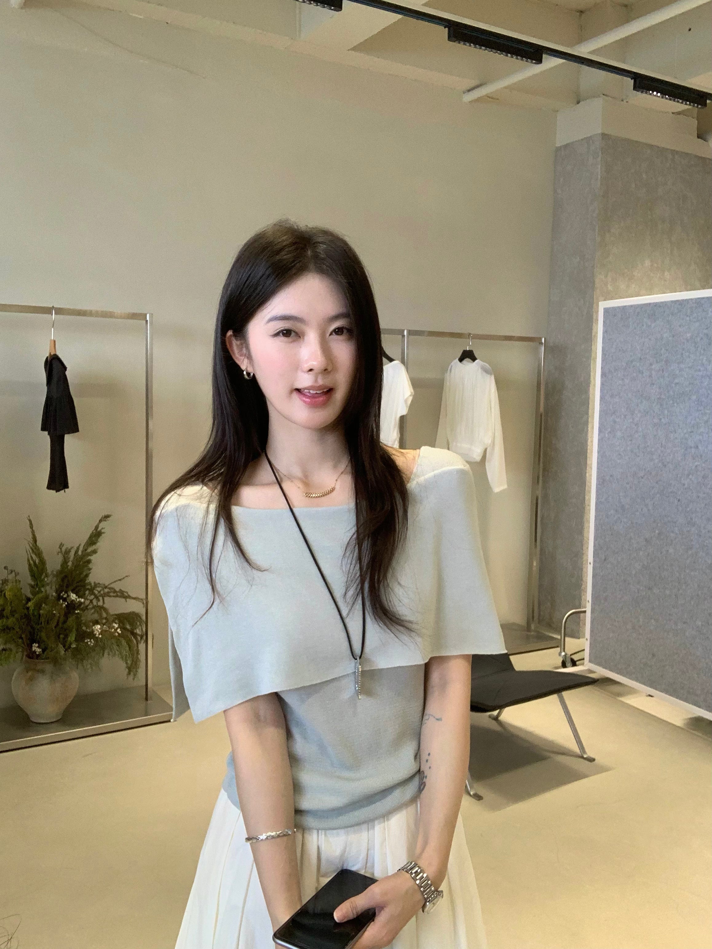 Boat Neck Layered Top for Women – Minimal Elegant Soft Knit Blouse