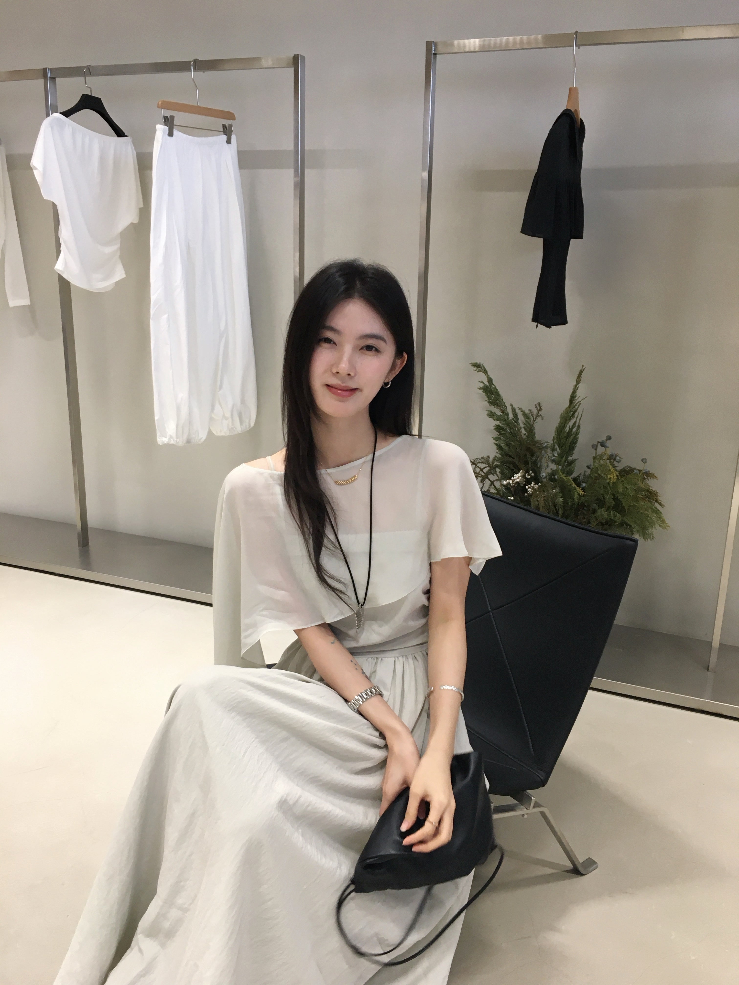 Elegant Cape Sleeve Top for Women | Minimalist Korean Style Blouse