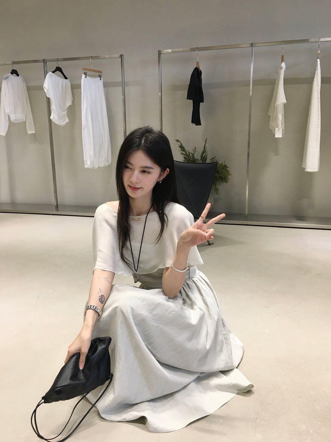 Elegant Cape Sleeve Top for Women | Minimalist Korean Style Blouse
