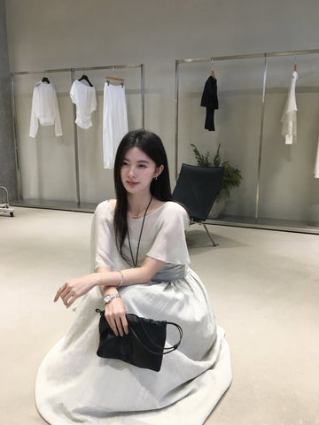 Elegant Cape Sleeve Top for Women | Minimalist Korean Style Blouse