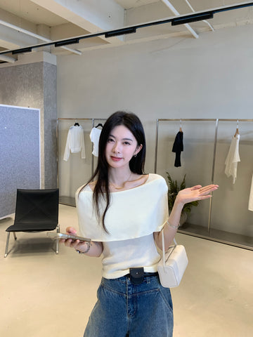 White Off Shoulder Blouse for Women | Elegant Ruffle Korean Style Top