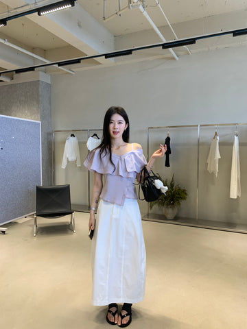 Off Shoulder Ruffle Top for Women – Elegant Slim Fit Summer Blouse