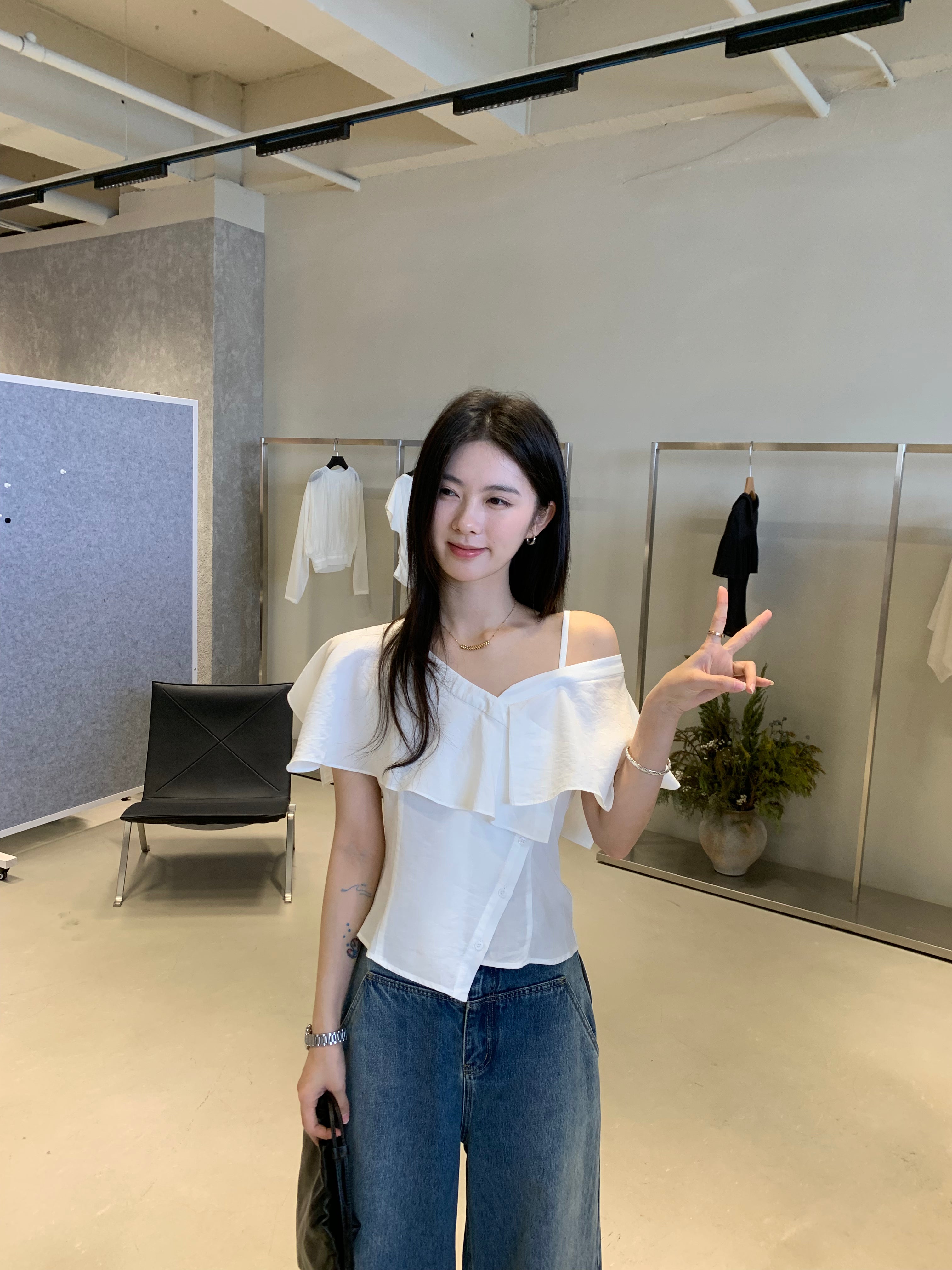 Off Shoulder Ruffle Top for Women – Elegant Slim Fit Summer Blouse