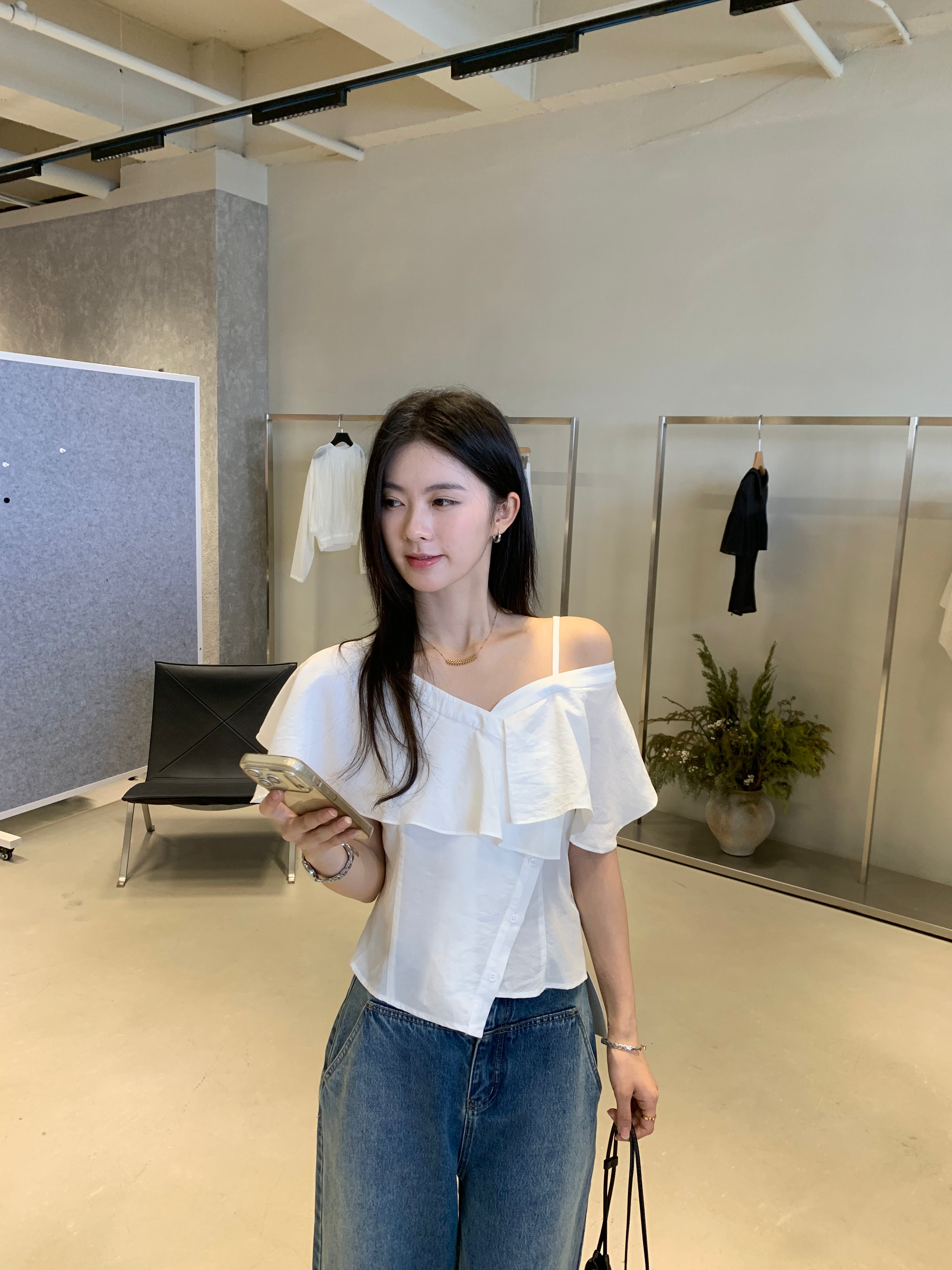 Off Shoulder Ruffle Top for Women – Elegant Slim Fit Summer Blouse