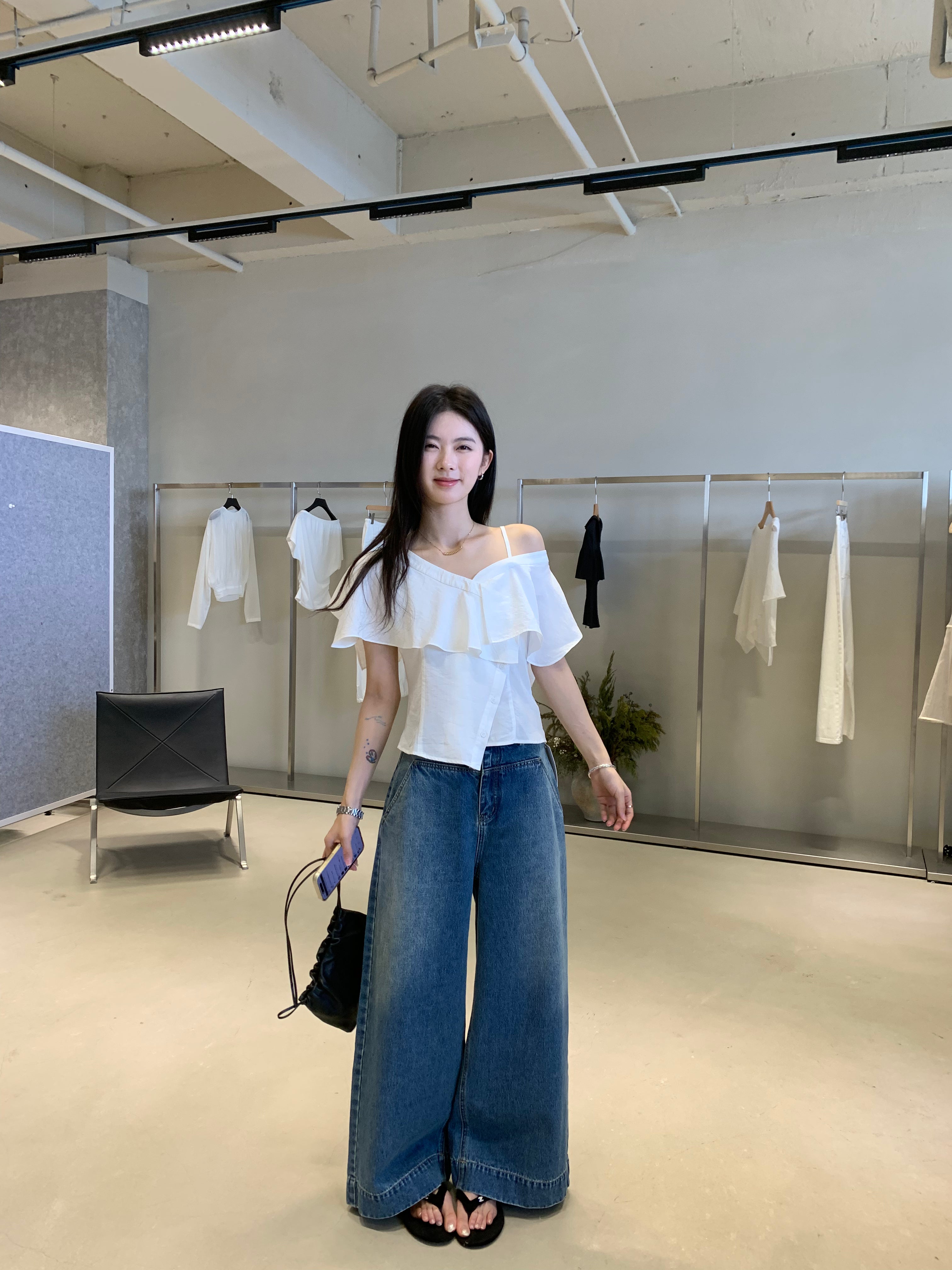 Off Shoulder Ruffle Top for Women – Elegant Slim Fit Summer Blouse