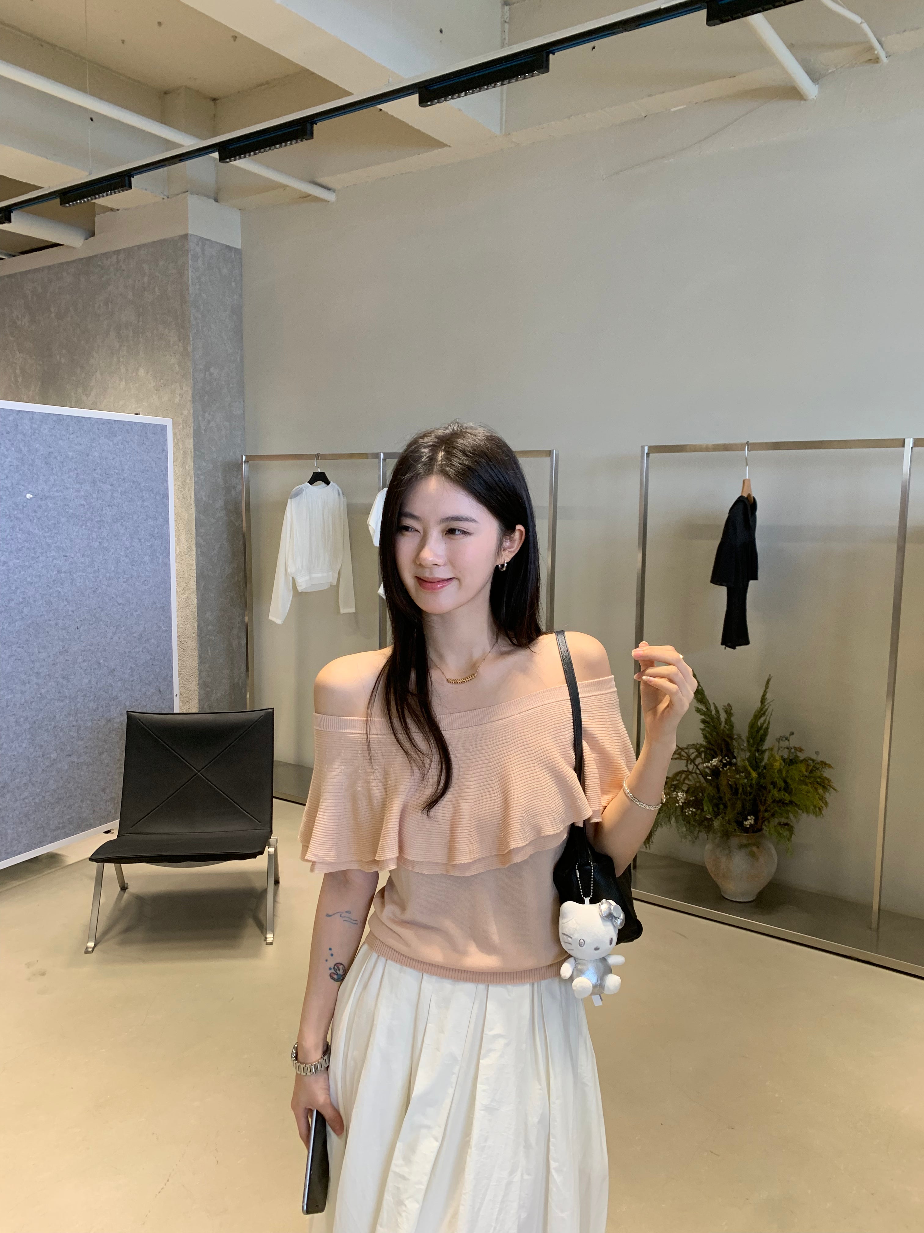 Off Shoulder Ruffle Knit Top for Women – Elegant Slim Fit Soft Blouse