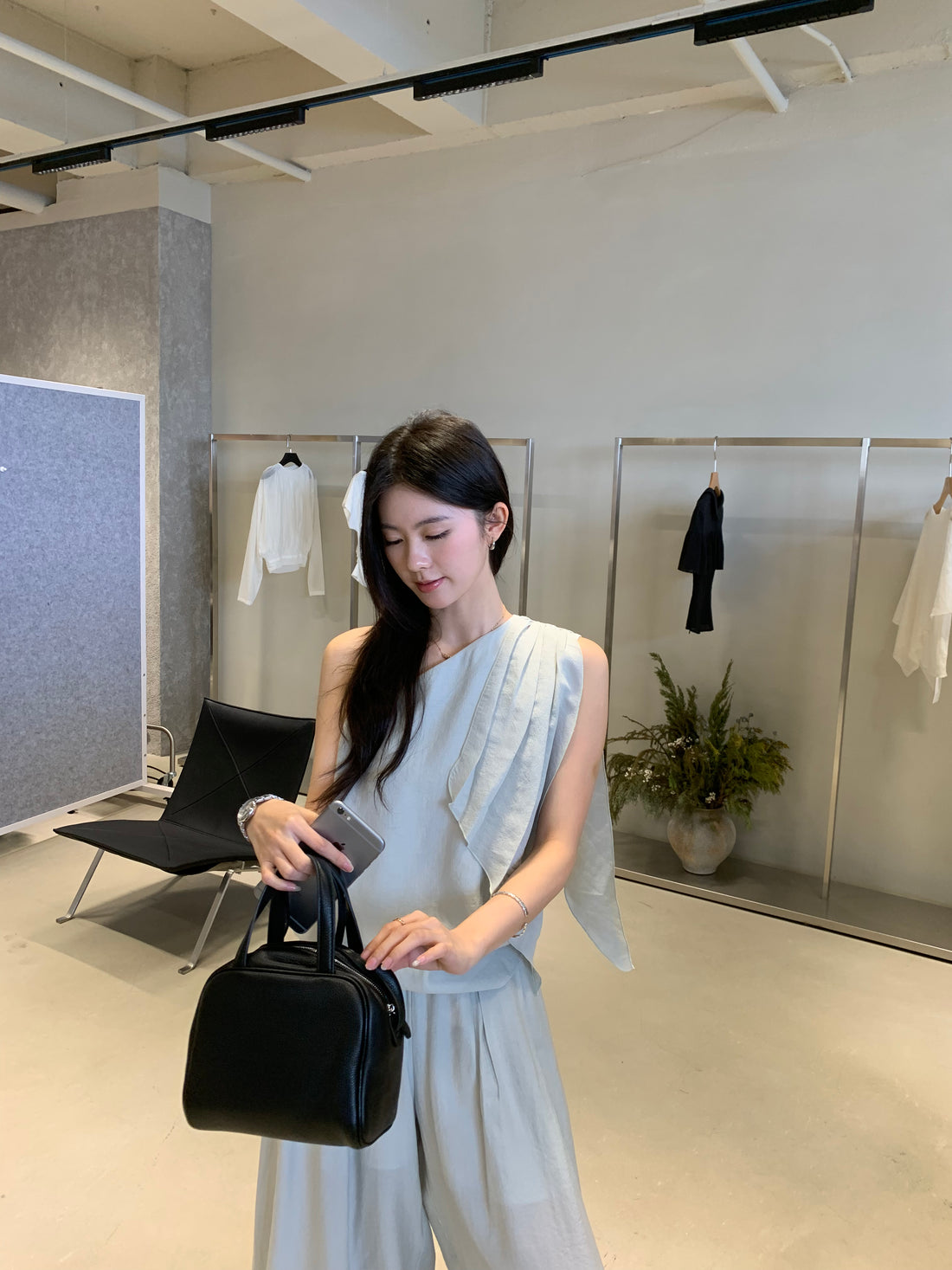 One Shoulder Draped Top for Women – Minimal Elegant Soft Blouse