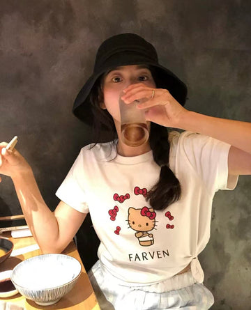 Cute Graphic T-Shirt for Women – Kawaii Cartoon Print Casual Tee